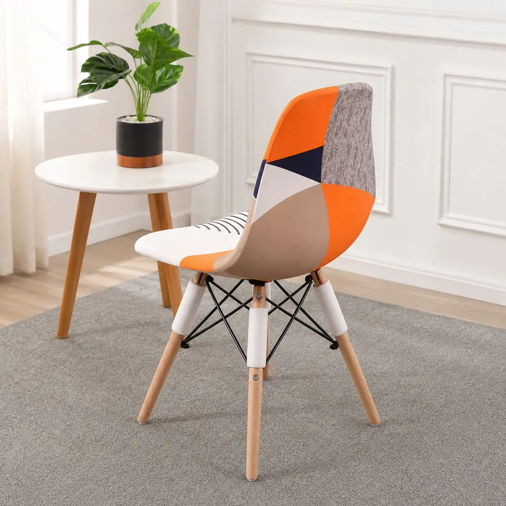 Stretch Fabric Shell Chair Cover Printed Pattern Dustproof Dining Chair Cover Modern Style Full Coverage Armless Chair Cove