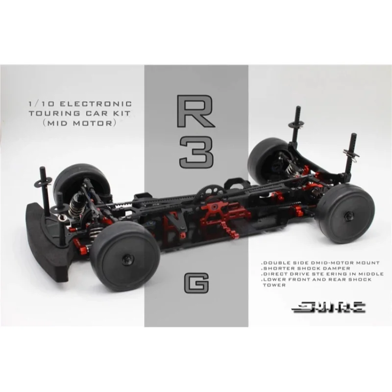 SNRC R3 Series Electric Touring Car Chassis 1/10 Mid‑Motor 4‑Wheel Drive Belt‑Driven RC Racing Car Chassis Kit for Self‑Assembly