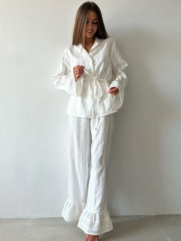

Autumn and Winter New Cotton and Silk Comfortable Breathable Pajama Women's Set Jacquard Home Clothes Can Be Wearing Externally