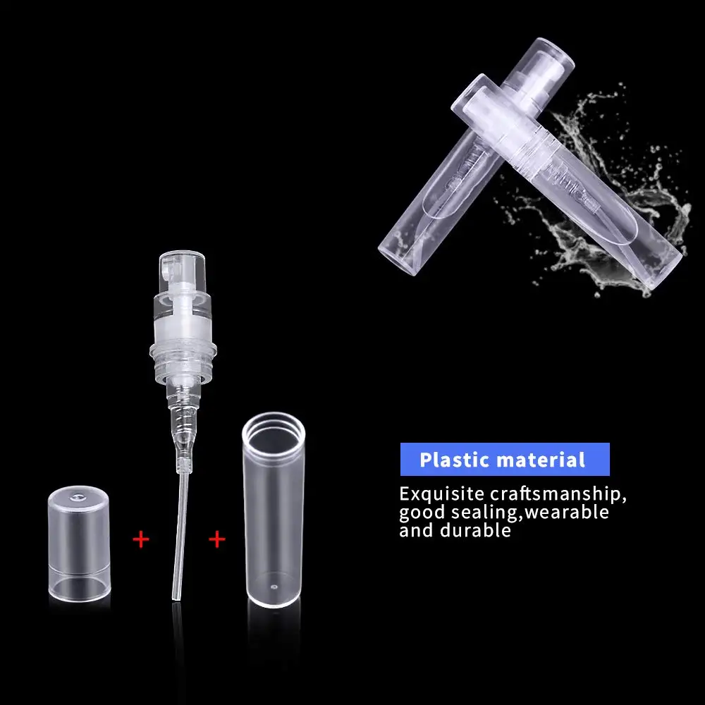 50Pcs 2ml 3ml 5ml Mini Plastic Spray Empty Bottle Portable Fragrance Perfume Atomizer Refillable Mist Container for Travel Party