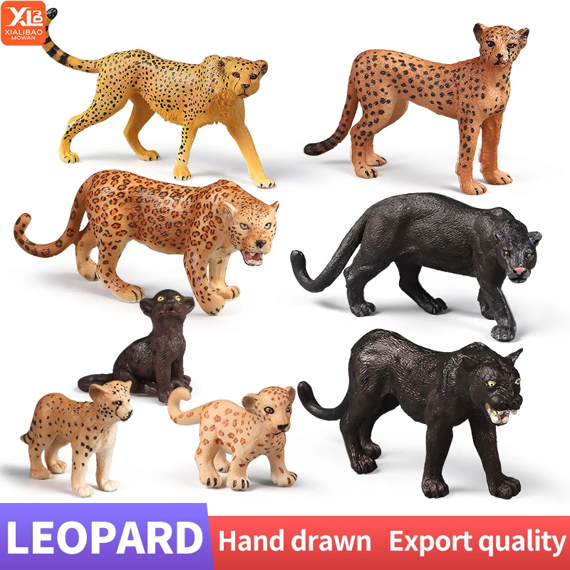 Juego educativo de figuras de animales salvajes simuladas, modelos de acción de guepardo y pantera negra para decoración infantil y regalo de aprendizaje