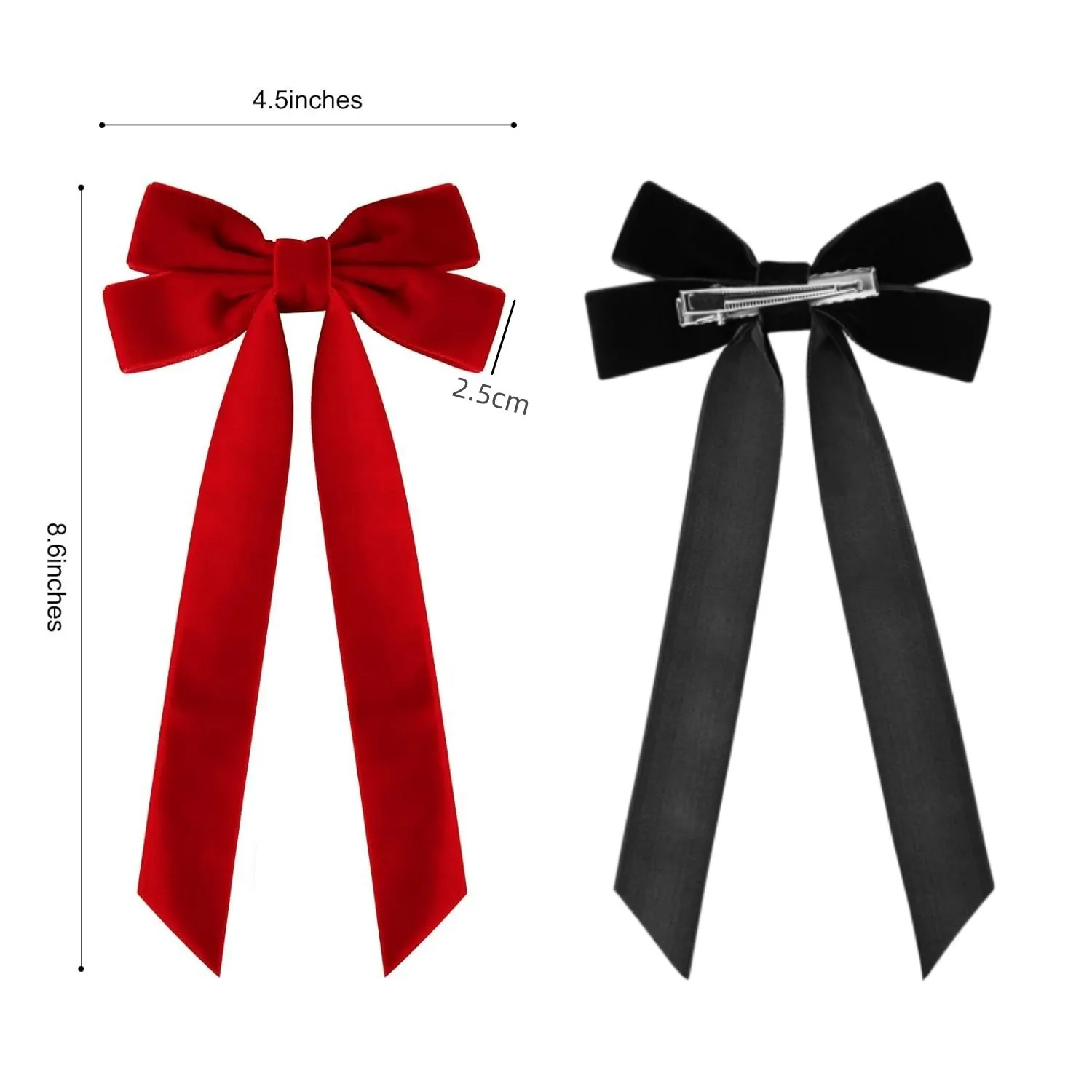 2025 Korea Elegant Long Ribbon Velvet Bow Hairpins Women Girls Hair Clips Pin Barrettes Accessories Hairclip Headdress Headwear