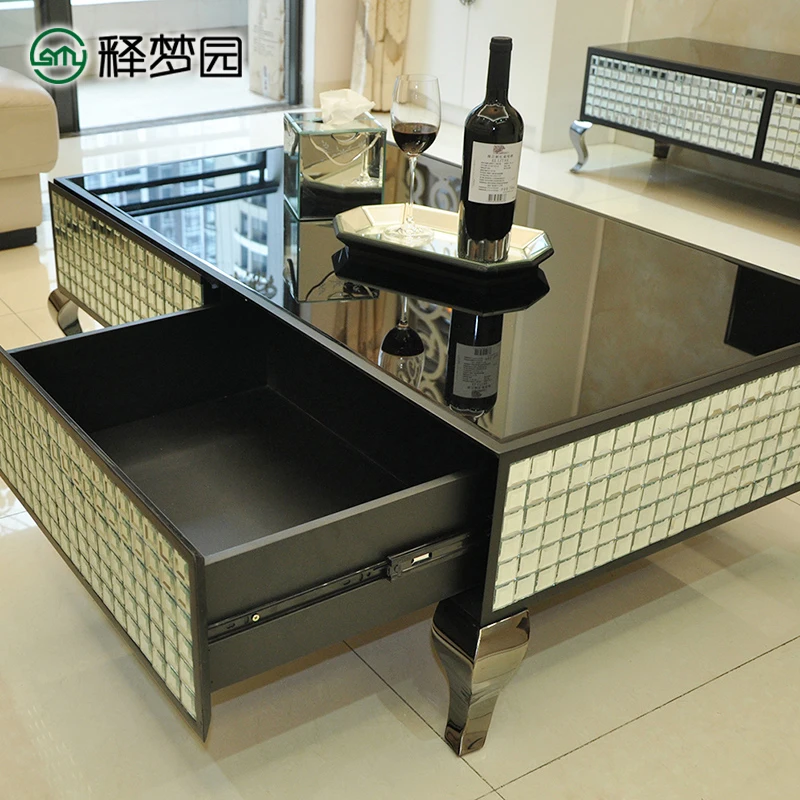 

Mirror mosaic coffee table creative rectangular coffee table fashion simple living room furniture F1300B