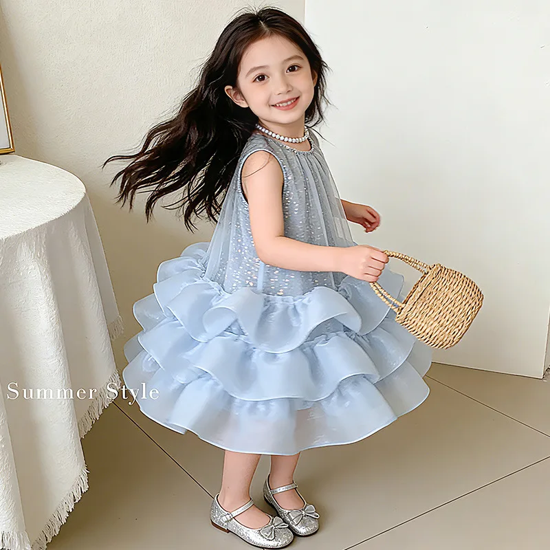 2026 Summer Fashion Toddler Girls  Dress Flower Hem Cake Princess Dress Sweet Cute Party Outfit for Children Baby Girls view 2