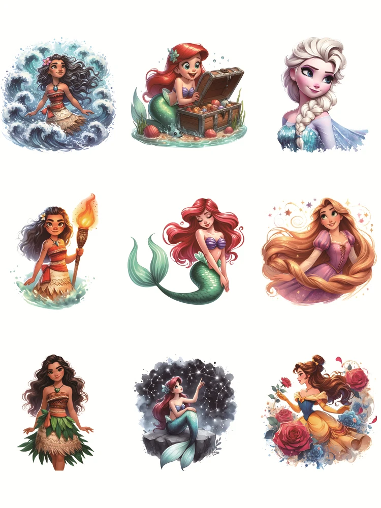 Cute Disney Princess Ariel thermoadhesive patches thermo-stickers for Girls printing for clothes Ironing applications