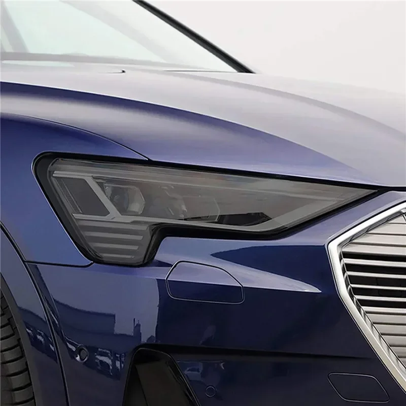 For Audi Etron 55 Quattro 2019 2020 Exterior Accessories LH RH Car Headlight Film Transparent Black TPU Sticker Perfect Fit