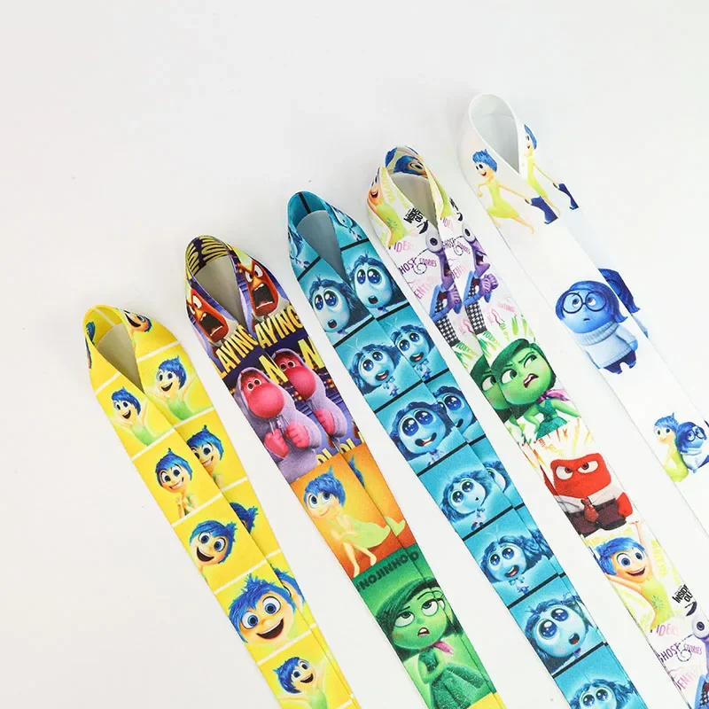 Disney Inside Out 2 Cartoon Neck Strap Keychain Pendant Decoration Hangings for Card Keyring Accessories Toy Girls Birthday Gift