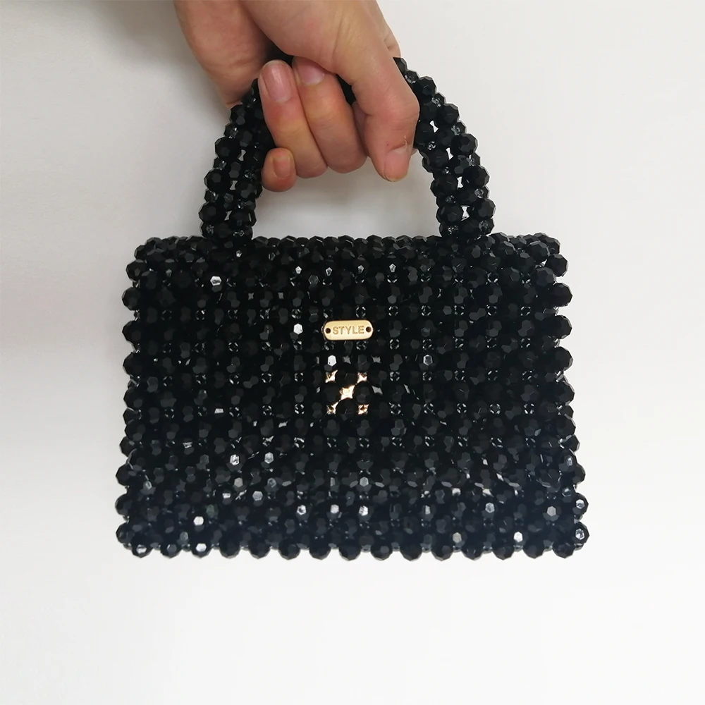 Fashion Beaded Handbag Hand-woven Celebrity Bags Transparent Crystal Acrylic Beading Purse Falp for Women