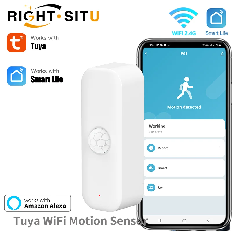 

Tuya WiFI Motion Sensor PIR Smart Human Body Home Burglar Sensor APP Remote Control Smart Life For Smart Home Work With Alexa