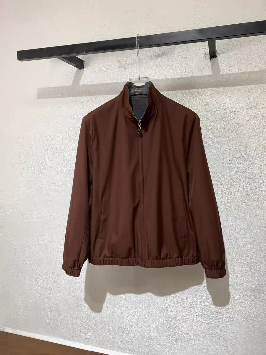 

Kiton double-sided stand-up collar minimalist jacket