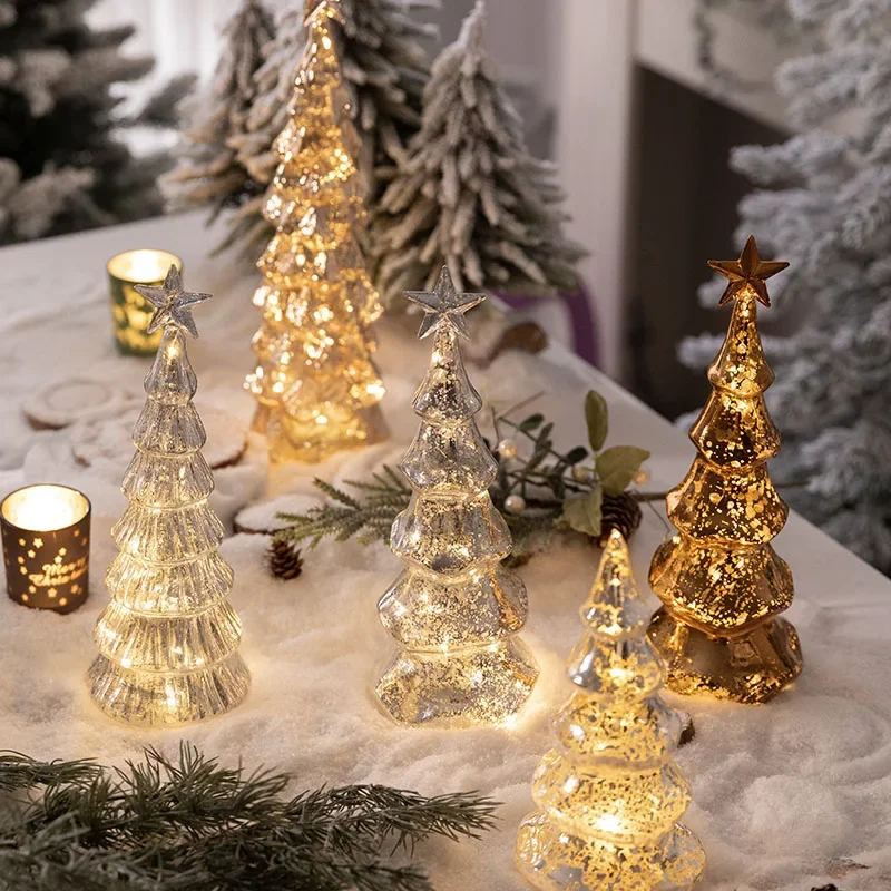 

Christmas Decorations Desktop Luminous Simulation Crystal Glass Lights Christmas Tree Ornaments Shopping Mall Home Decoration