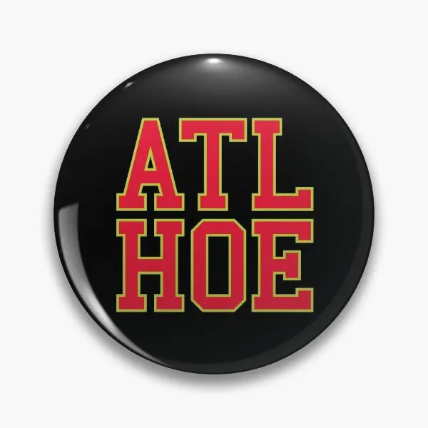 Atl Hoe Red Neon  Soft Button Pin Hat Badge Clothes Lapel Pin Metal Funny Decor Gift Women Cartoon Brooch Collar Fashion Lover