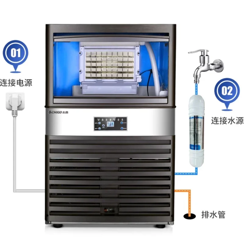 

XL ice machine commercial milk tea shop large hot pot shop ice machine automatic square ice cube machine