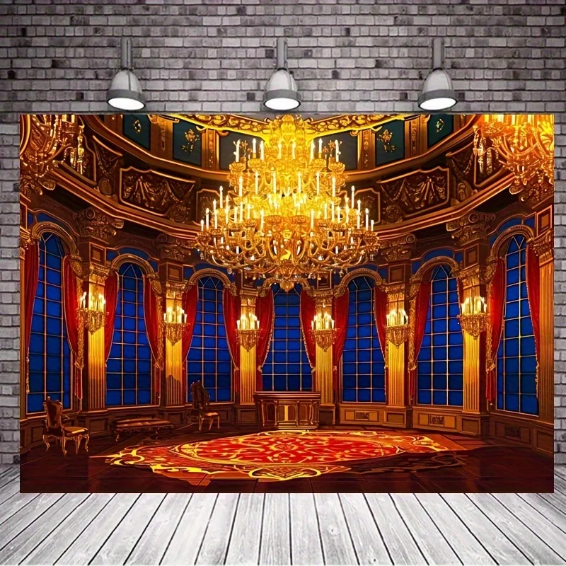 1 Banquet Hall Background Photography Beast Palace Background Princess Belle Party Gorgeous Castle Background Decoration