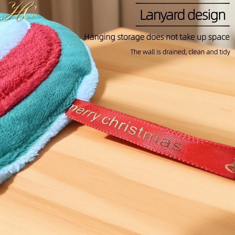 Cute 3 Layer Christmas Hand Towel Water-absorbing Thickened Toilet Handkerchief Quick Drying Hanging Bathroom Kerchief Household