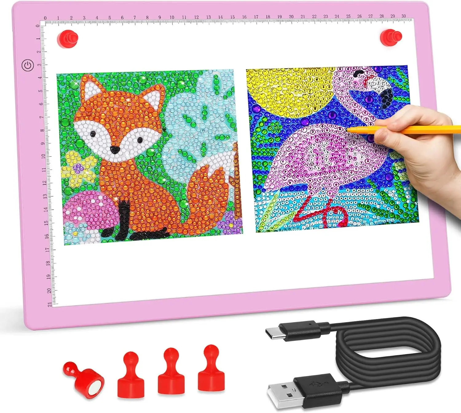 

Светодиодная доска формата А4 с 3-уровневой регулировкой яркости, USB-питание, для рисования, эскизов, анимации - розовая