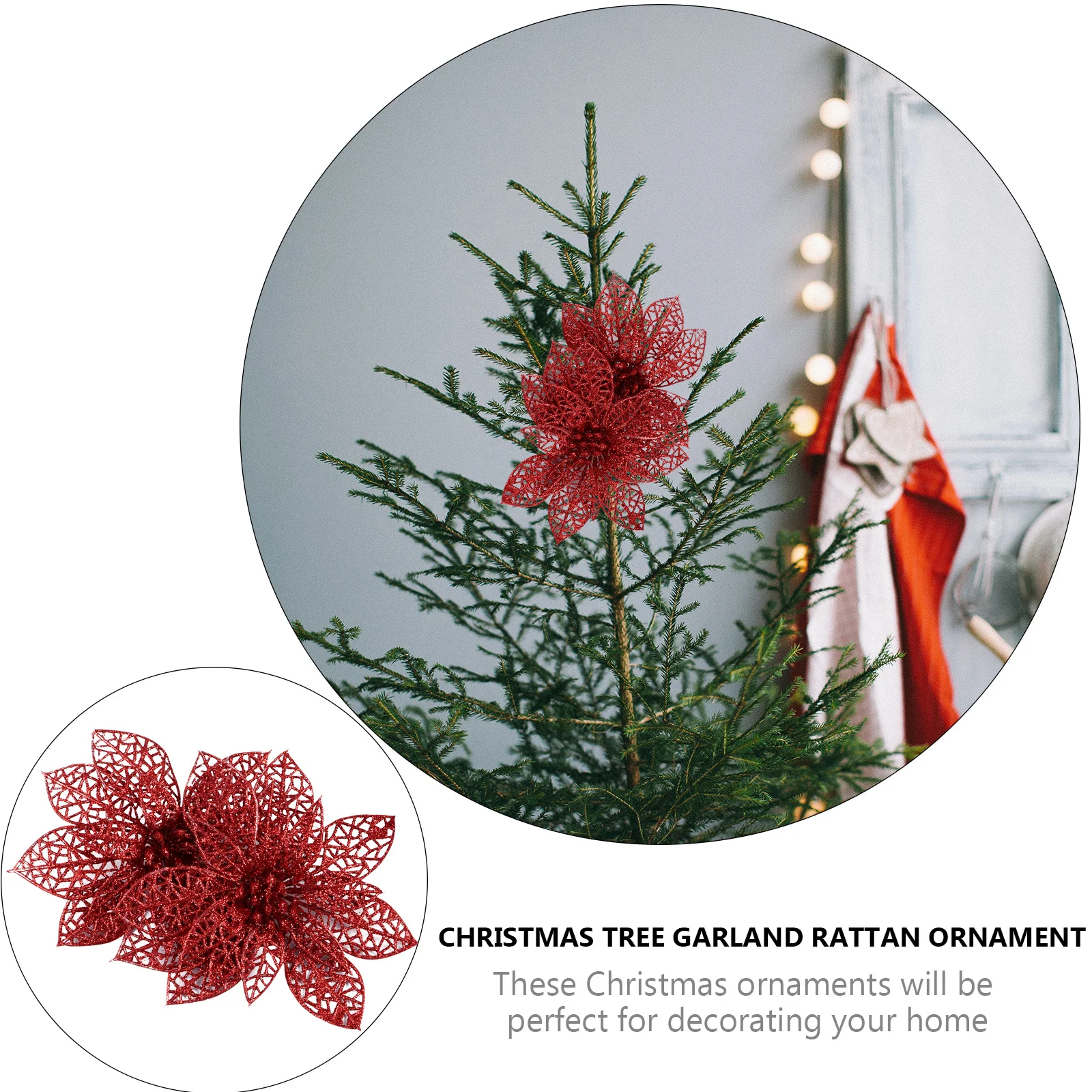 

24Pcs Red Christmas Tree Plastic Simulated Wreath Garland Flowers Fake Flower Decorations for Wedding Home Party Festive