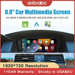 8.9 inch Wireless  CarPlay Android Auto Car Multimedia Screen for BMW 3 5 CIC System, E60/E63/E64/E90/E91/E92/E93 2010-2012