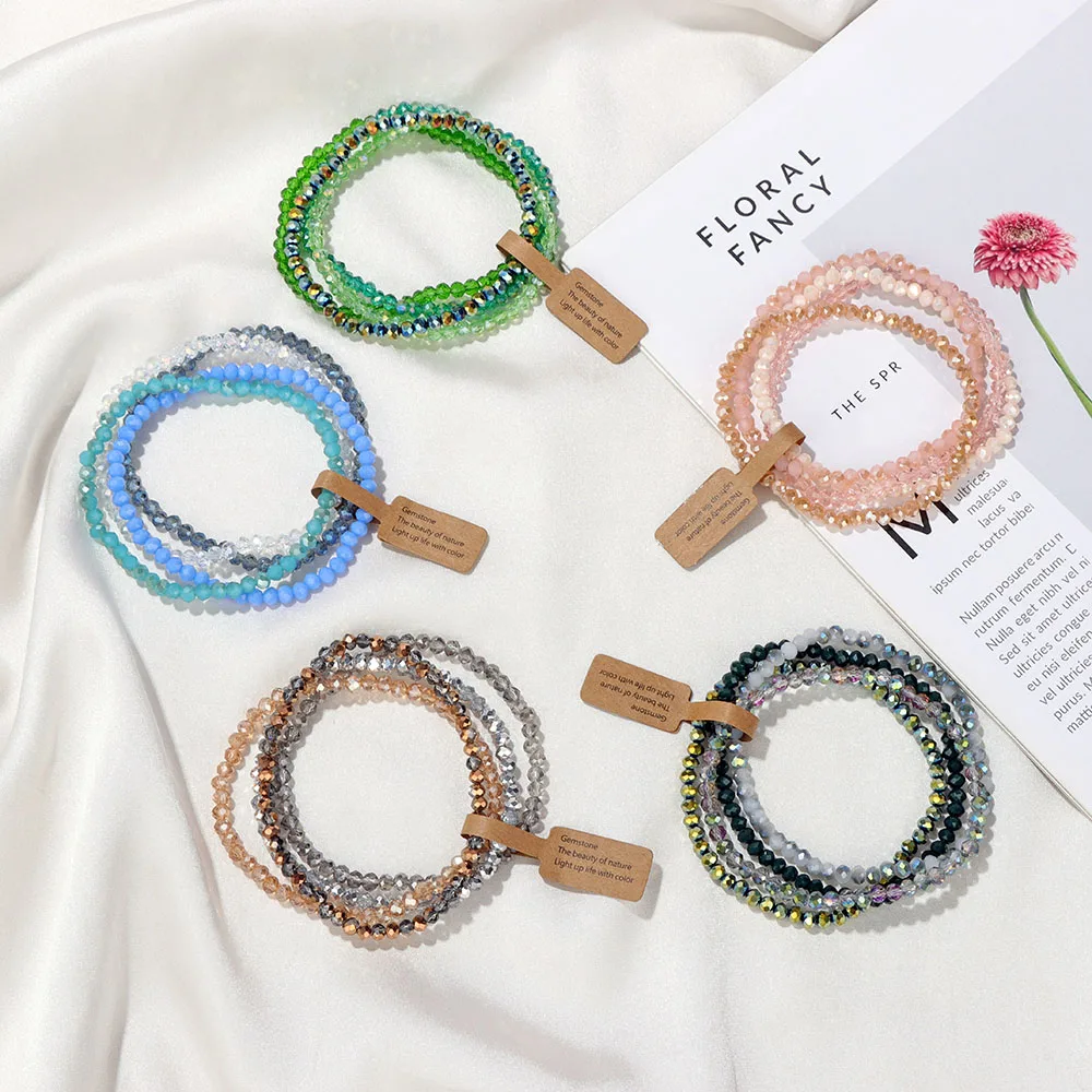 Hot Faceted Crystal Beaded Bracelets Women Men Shiny Glass Bracelet With Wish Tag Jewelry Female Bangles Y2K Friend Party