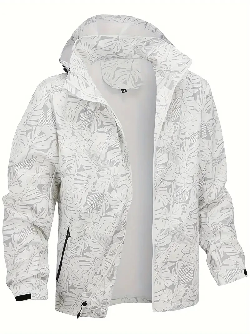 Men's Casual Lightweight Waterproof Windbreaker Jacket, Full Zip Up Hooded Shell Outdoor Hiking Coat For Autumn Size