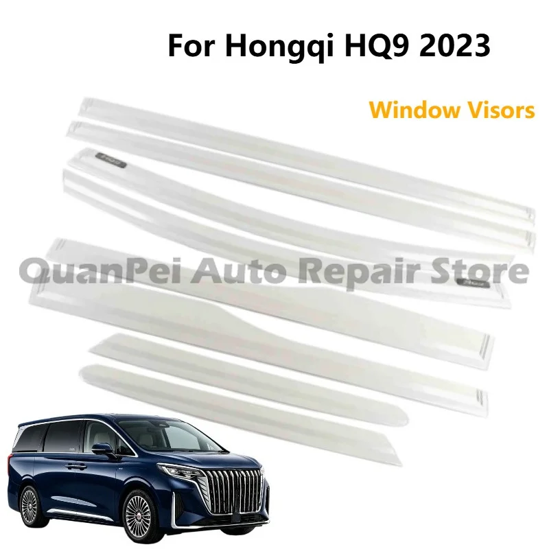 Elegant Silver Alloy 8Pcs Rain Guards For Hongqi HQ9 2023 Nice Matching Firm Installation Practical Car Window Protective Parts