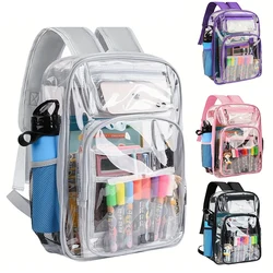 Clear Backpack, Large Heavy Duty PVC Transparent Backpack, See Through With Reinforced Straps Backpack Clear Bookbag for School