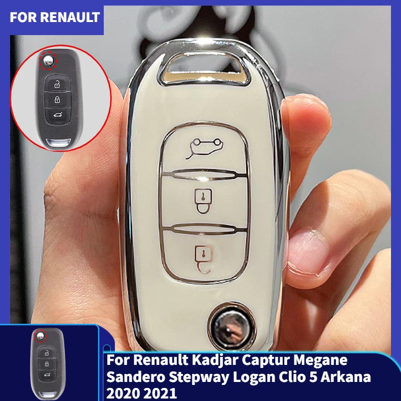 Voor Renault Kadjar Captur Megane Sandero Stepway Logan Clio 5 Arkana 2020 2021 Tpu Auto Flip Sleutel Case Cover Key Protector