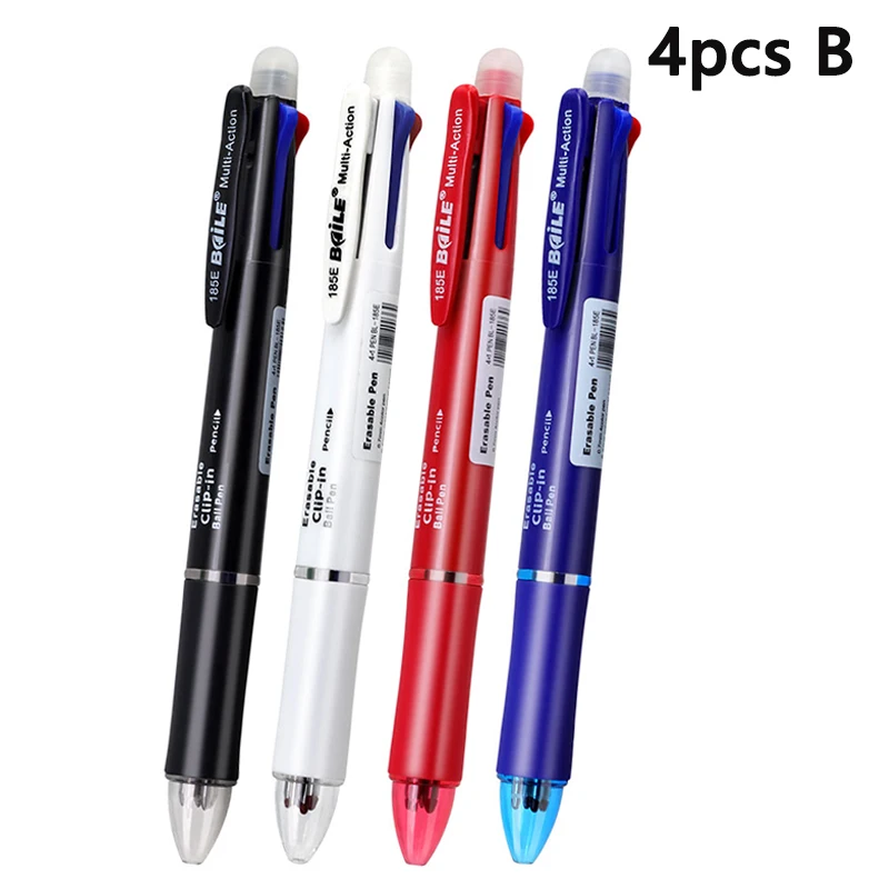 5-in-1 mehrfarbiges löschbares Gelschreiber-Set mit 0,7 mm Minen und 0,5 mm automatischer Bleistiftmine, Büro- und Schulschreib-Kugelschreiber – Detail 8