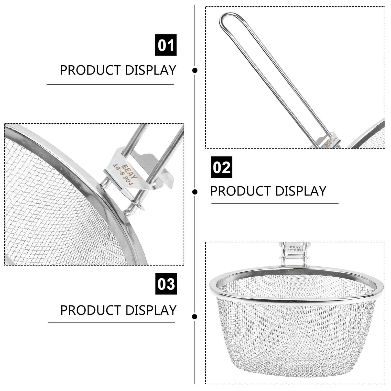 

Stainless Steel Colander Spoon Silver Food Strainer Pot Utensil Kitchen Gadget Noodle Fryer Oil Filter Cooking Tool
