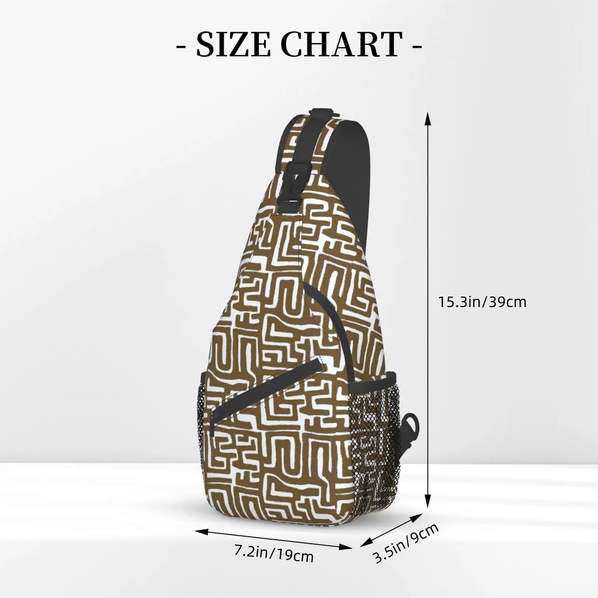 Kuba Cloth Graphic African Crossbody Sling Bag Small Chest Bag Shoulder Backpack Daypack for Travel Hiking Biking Satchel