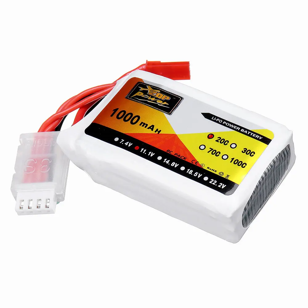 ZOP Power 11.1V 1000mAh 20C 3S Lipo Battery JST Plug