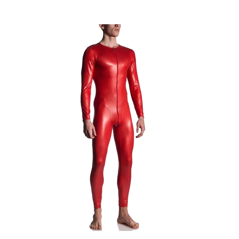 

Pure New Style 100% Latex Rubber Men Catsuit Red Bodysuit 0.4mm Halloween