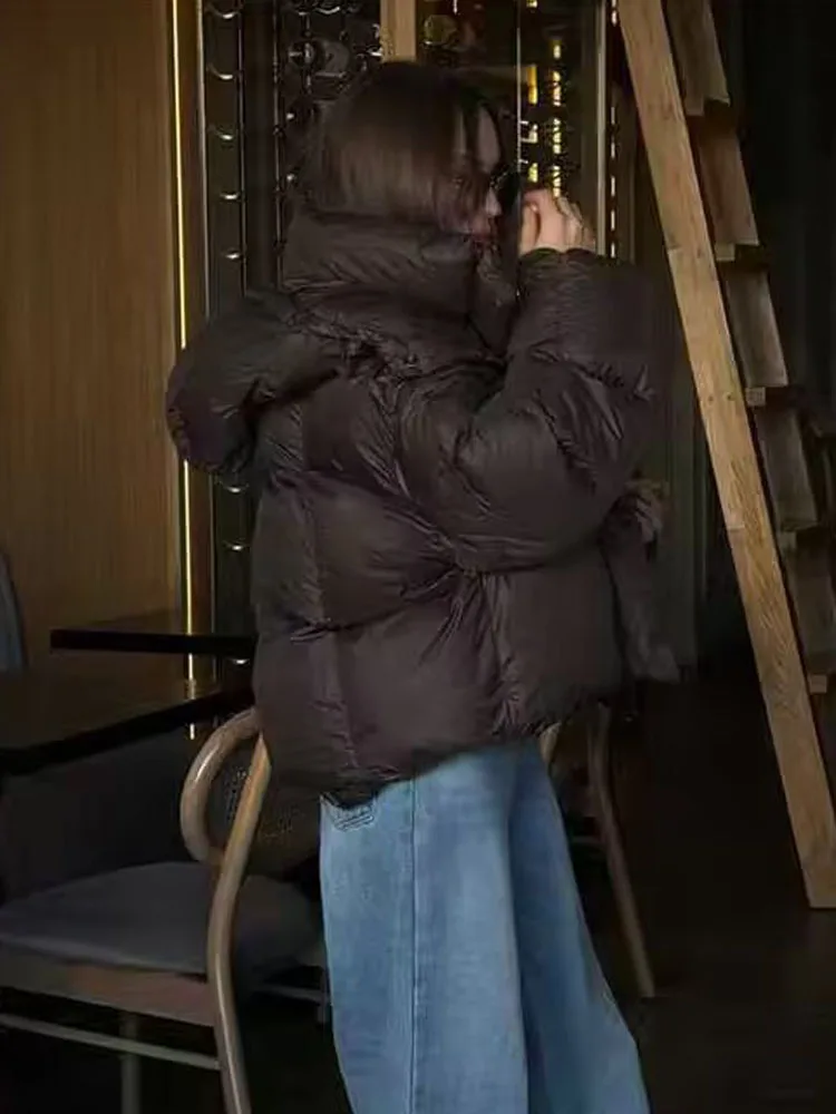 

HH Female Casual Warm Jackets Solid High Collar Hooded Long Sleeve Buttons Zipper Woman's Winter New Fashion Loose Coats 2 Color