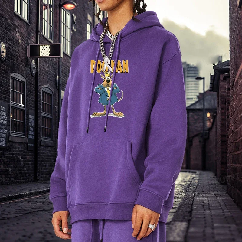 

Spring Autumn Cartoon Style Dog Man Printed Hoodies Men's Hooded Loose Sweatshirts Male Sportswear Fashion Pullovers Top