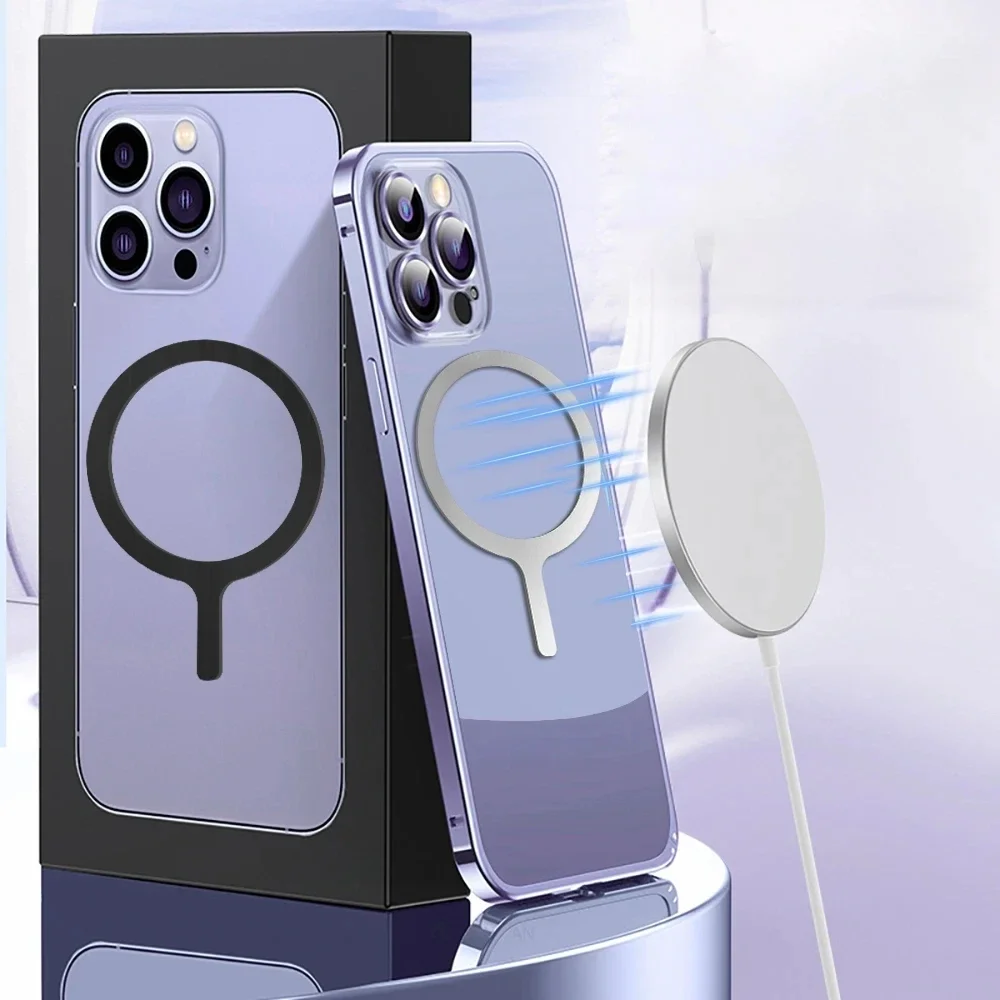 حلقة محول مغناطيسية عالمية مناسبة لهاتف Magsafe IPhone 16 15 شحن لاسلكي للهاتف حلقة لوحة معدنية مستديرة