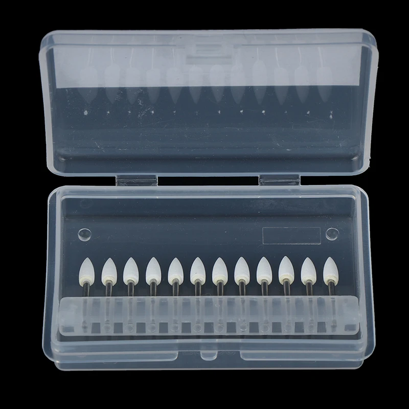 12pcs/Set Dental White Polishing Stones Flame Cone Shape Burs Arkansas Stone
