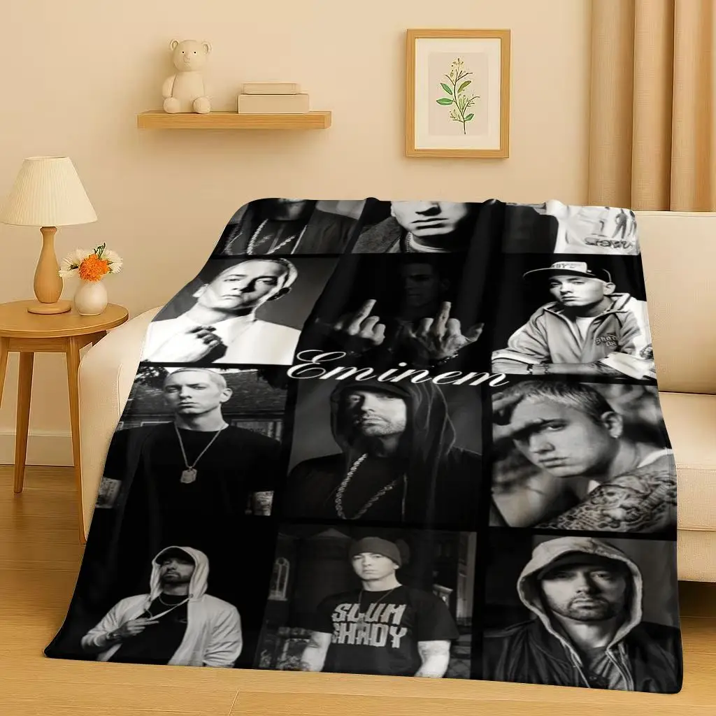 

3D Rap God Eminem Hip-Hop Music Rapper Flannel Blanket,Soft Plush Throw for Home Bedroom Bed Sofa Cover Kid Gift Picnic