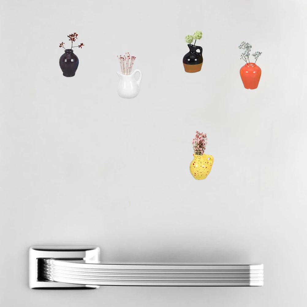 

5 Pcs Fridge Magnets Mini Resin Small Bud Vase Kitchen Mini Magnet Vase Decor Refrigerator Magnet Home Accessories