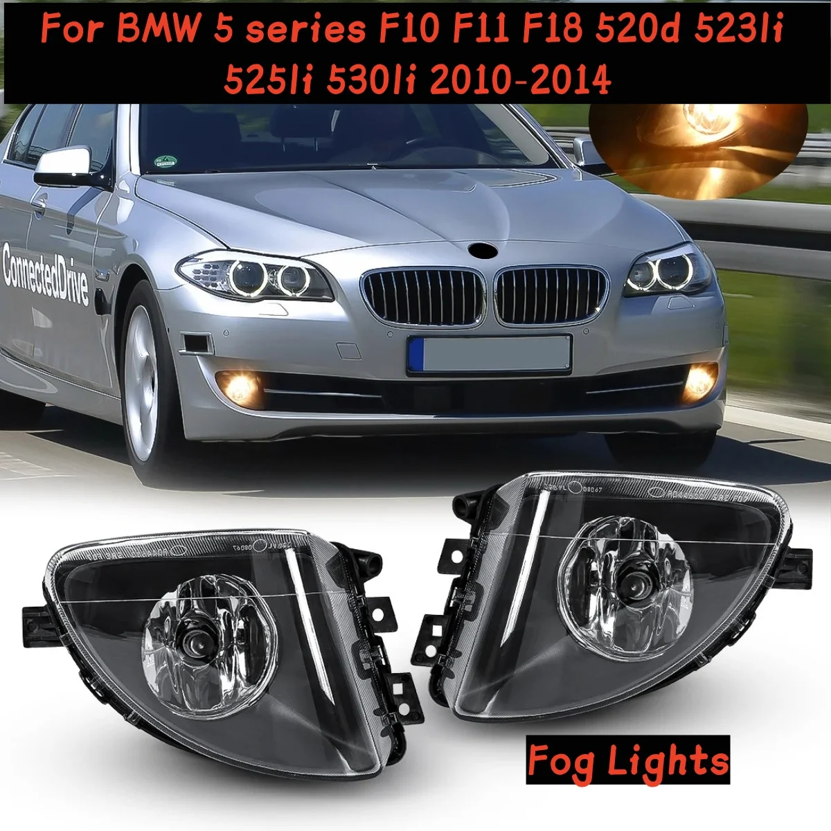 

Передний бампер автомобиля, светодиодный фонарь DRL, противотуманная фара для BMW 5 серии F10 F11 F18 520d 523li 525li 530li 2010-2014 63177216886