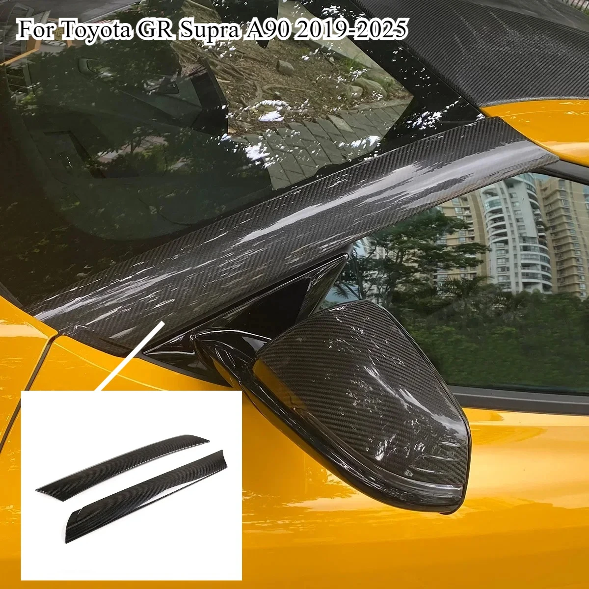 Fit For Toyota Supra A90 MK5 19-25 Carbon Fiber Car Front Window Edge Shade Windshield Strip Cover Trim Sticker Car Accessories