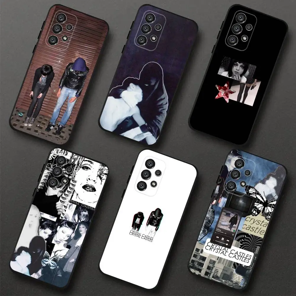 BNAD C-Crystal C-Castles Capa de telefone para Samsung S 25,24,23,22,30,21,10,9,Ultra,Plus,Lite,FE,4,5G Capa macia preta