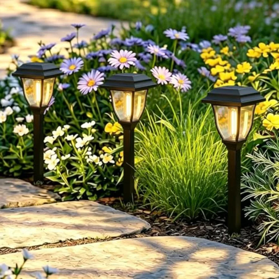 Solar Pathway Lights 1 Mini Outdoor 3000K Bright Auto On/Off Solar Garden Lights Long Lasting Solar Powered Landscape Light for