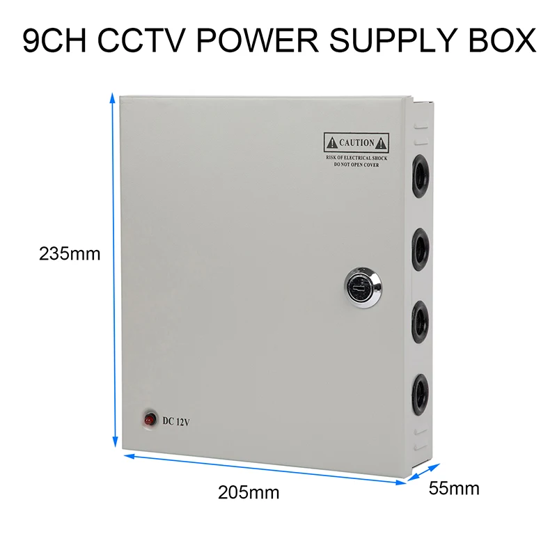 9CH 5V 12V 24V CCTV Power Supply Box with SMPS 12V 10A 24V 5A Switch Box CCTV Camera Fuse 2A for Security Monitoring
