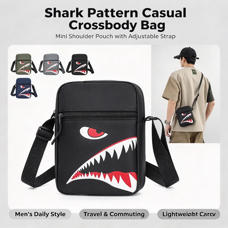 Men's Casual Oxford Crossbody Bag Unisex Travel Phone Pouch Chest Waist Bag with Adjustable Strap