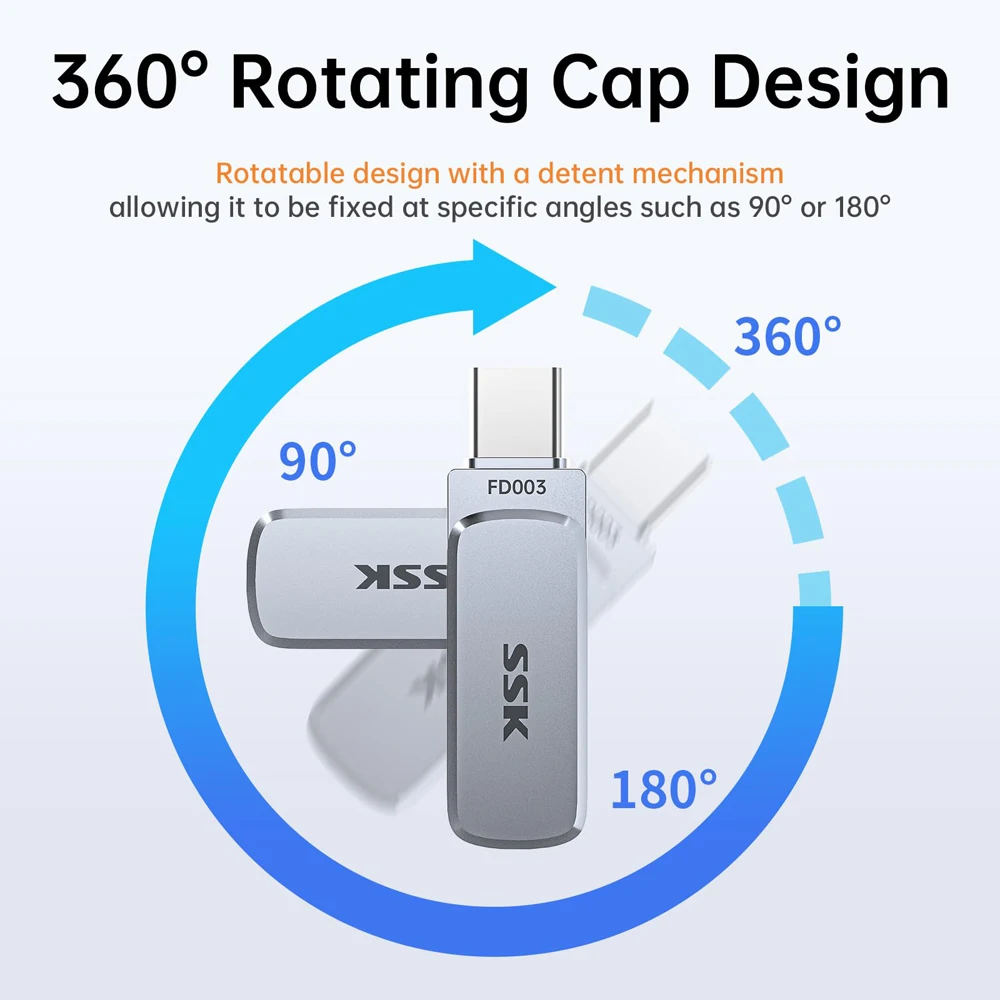 SSK Dual USB Flash Drive 64GB 128GB 256GB Thumb Drive with Type-C and USB A USB Memory Stick for Smartphones Tablets Mac Laptop
