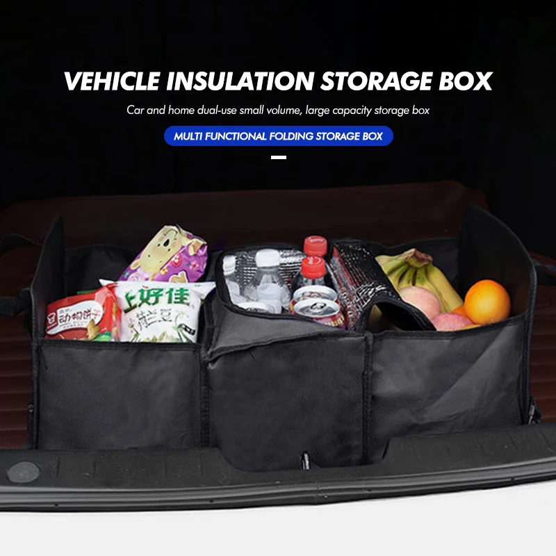 Car Trunk Organizer Fruit Food Insulated Bag Drink Storage Box For Geely Atlas pro Tugella Emgrand ec7 Coolray Geometry c gc9