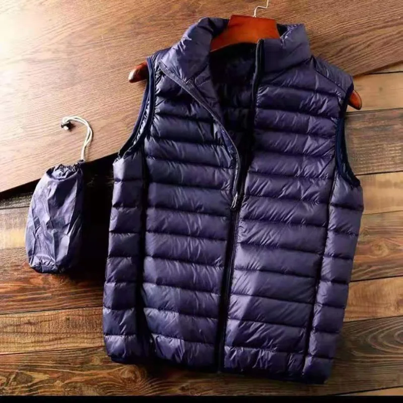 2023  Light and Thin Down Jacket Men's Vest Casual Warm Loose Inside and Outside Wear Autumn and Winter Basic Vest Mens Jacket