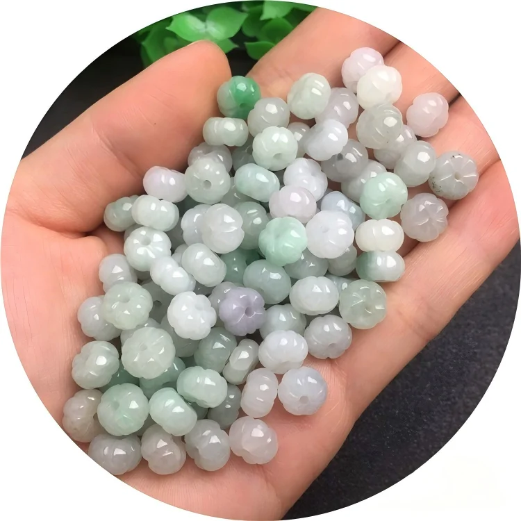 Jadeite A Cargo Loose Beads Jade Scraps DIY Jewelry Accessories Earrings Waxy Ice Small Pumpkin Pendant