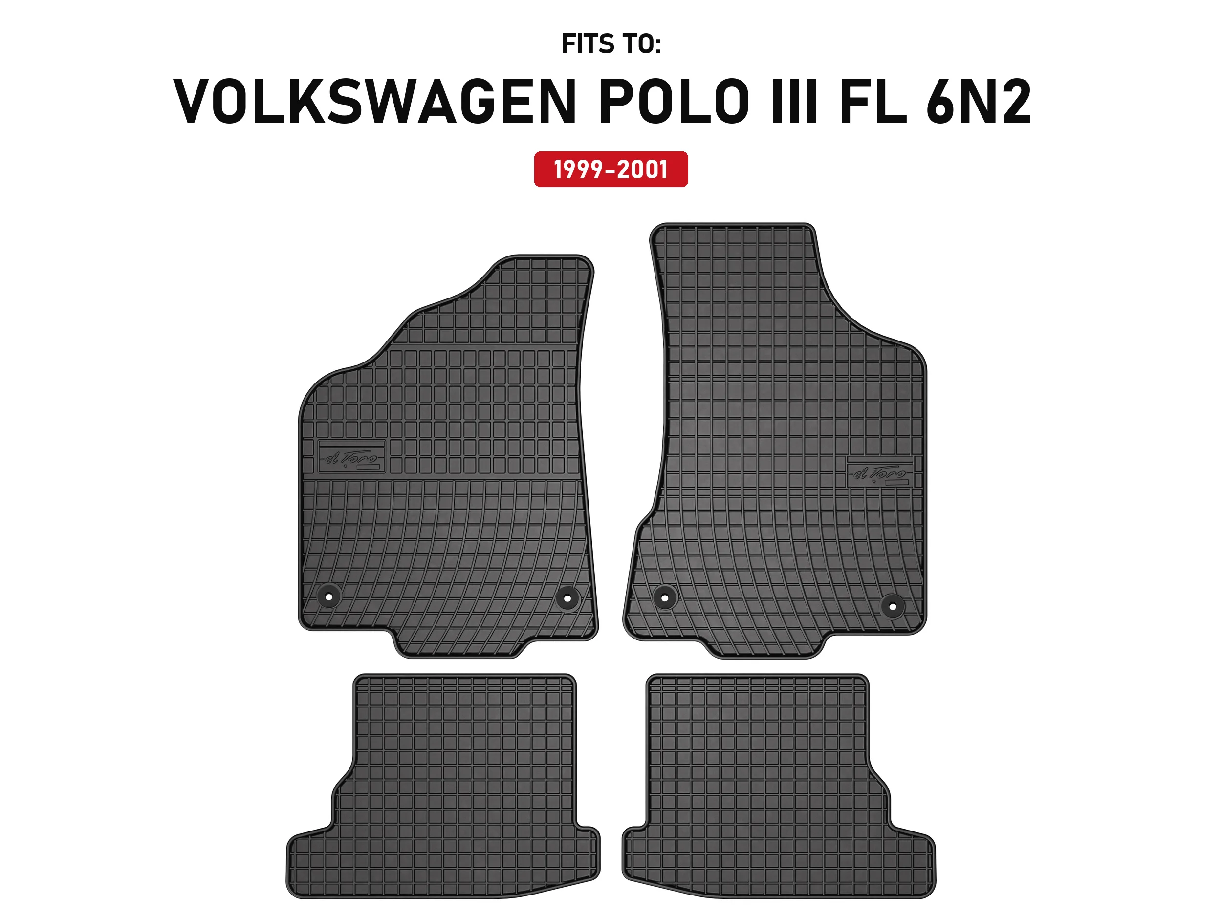 Zwarte rubberen automatten voor: Volkswagen Polo III FL 6N2 1999-2001