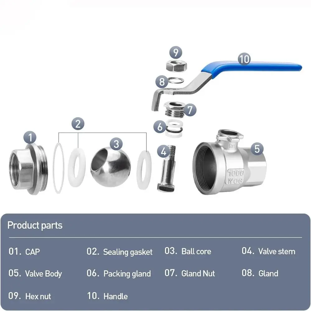 304 Stainless Steel Ball Valve 1/4 3/8 1/2